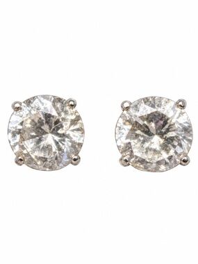 14K White Gold CZ Round Stud Earrings 5/16” Sparkling Classic